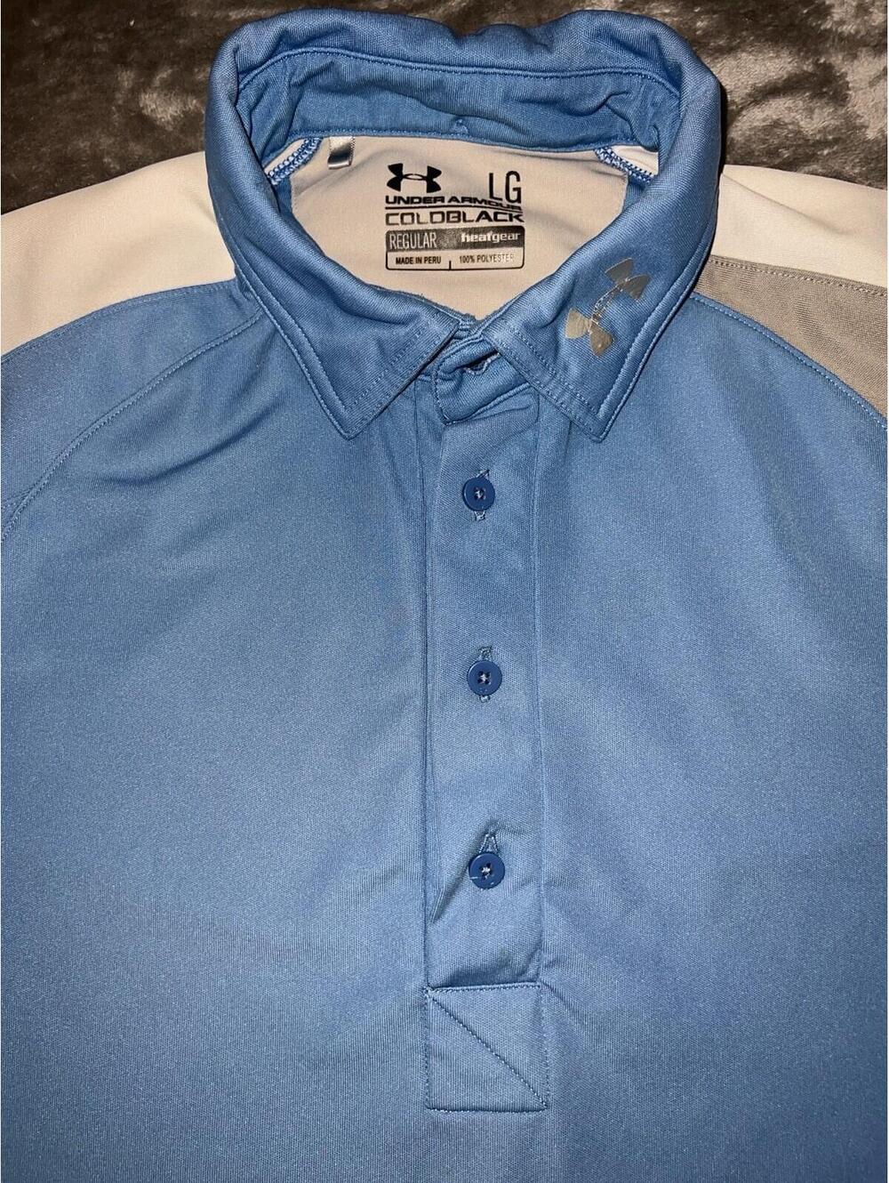 Mens Under Armour Color Black Heat Gear Blue Polo Mens Large